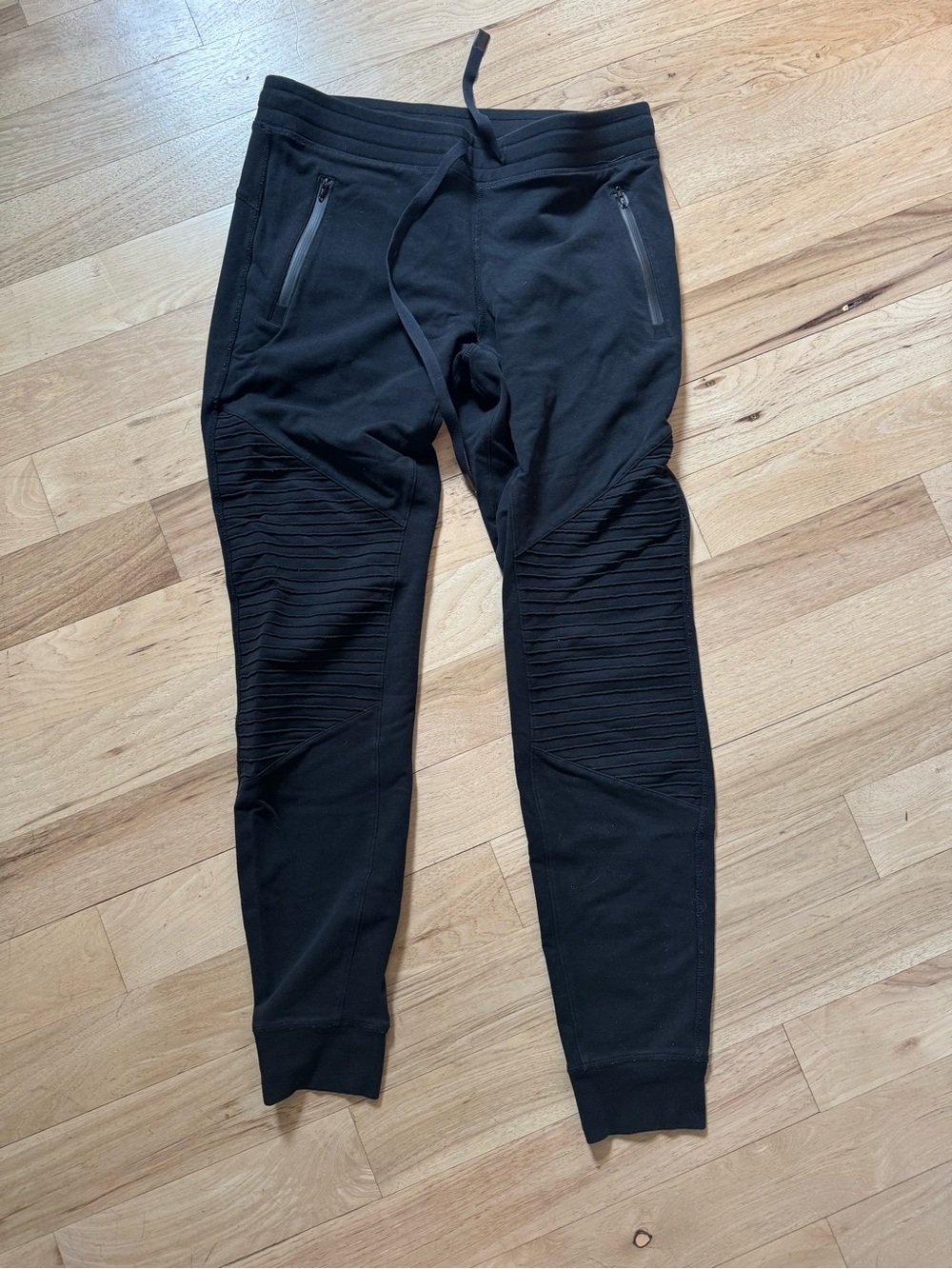 ALO Urban Moto Sweats- Ribbed-Knee Joggers with Zip Pockets